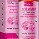 Yoken Pure Rose Water Toner for Face, 32 Fl Oz Bulk, 100% Natural Rosa Damascena Rose Hydrosol, Refreshing Rosewater for Hair, Skin, Aromatherapy, Hydrates & Soothes, Free, Chemical Free
