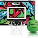 AND1 Over the Door Mini Basketball Hoop: 18x12 Shatterproof Backboard, 2 Mini Basketballs, and Hand Pump Included- Ultimate Indoor Basketball Accessory for Kids and Adults, No Tools Required