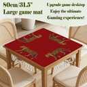 Trendy Red Leopard Mahjong Mat for Table 31.5 X 31.5 in, Leopard Mahjong Gifts for Women, Maximalist Funky Retro Eclectic Home Decor Anti-Slip Table Cover Tablecloth for Poker Board Card Tile