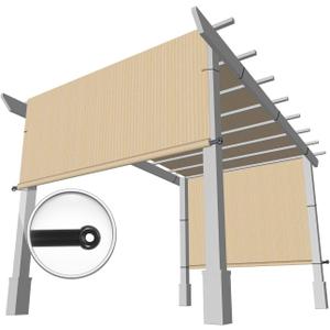 Windscreen4less 8' x 16' Pergola Universal Replacement Shade Cover UV Block Permeable Fabric Canopy Privacy Shade Screen Panel with 2 Weighted Rods for Outdoor Patio Yard Garden Beige