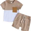 allshope Toddler Baby Boy Summer Outfit Short Sleeve T Shirt Top Casual Shorts Set Infant Newborn Clothes 6 12 18 24 Month 2T