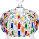 VanEnjoy Colorful Candy Jars with Lids for Desk Crystal Candy Bowl Glass Candy Dish for Home Office Glass Decorative Jars for Candy Snacks Nuts Trinkets