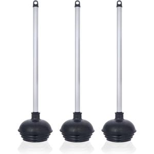 NEIKO 60180A Toilet Plungers, 3 Pack, Patented All-Angle Design, Heavy Duty, Aluminum Handle, Residential, Commercial, and Industrial Building Sanitation Use