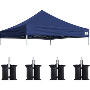 Eurmax USA 10x10 Pop Up Canopy Replacement Top,Universal Instant Canopy Cover ONLY,Heavy Duty UPF 50+ UV Protection,Water & Wind Resistant Tarp, Bonus 4 Sand Bags (Navy Blue)