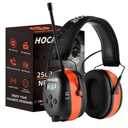 Hocazor HP033 Bluetooth 5.4 Hearing Protection AM FM Radio Headphones, 25dB NRR Noise Reduction Safety Earmuffs with 2000mAh Rechargeable Battery for Mowing Workshops, Orange