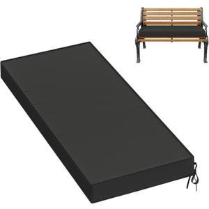 Premium Outdoor Bench Cushions for Patio Furniture 3.5inches Memory Foam Bench Cushion Waterproof Fade Resistant Porch Swing Cushions with Straps 4218 Inch Black