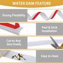 2 x Peel and Stick Splash Guard for Countertop, Shower Water Dam Barrier, Waterproof Caulk Seal Strip for Kitchen and Bathroom Sink Cooktop Edge (White, 39" L x 0.59" H)