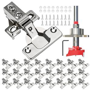 BESTEEL 24 Pack 1/2 inch Overlay Soft Close Cabinet Door Hinges for Kitchen Cabinet Hinges, 100 Degree Opening Angel, Stainless Concealed Kitchen Cabinets Hinge Self Closing with Drilling Tool &Manual