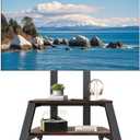 Mobile TV Stand Rolling TV Cart with Wheels for Most 32-86 Inch TV Stand with Double Wooden Shelf, Height Adjustable Heavy-Duty Holds up to 180lbs,Max VESA 600 * 450mm