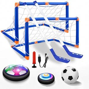 Hover Soccer Ball for Kids, 2-in-1 Air Floating Soccer Toy Set, Rechargeable Hover Soccer & Hockey Ball with LED Light, Indoor Outdoor Toys for Kids 3 4 5-12 Years Old