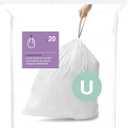 simplehuman Code U Custom Fit Drawstring Trash Bags in Dispenser Packs, 20 Count, 55 Liter / 14.5 Gallon, White