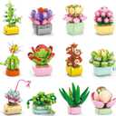 Partylamb 24 Packs Succulents Building Blocks Easter Gifts for Kids School Boys Girls, Artificial Botanical Toy EasterBasket Stuffers Exchange Gifts Classroom Prizes Birthday Party Favor Ages 6+