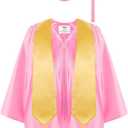 SOMSOC 4 Pieces Kindergarten Graduation Gown Grad Cap Set for Kids Preschool Nursery Graduation Stole Gown with 2025 Tassel (Small, Pink)