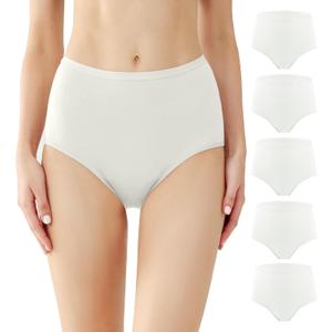 BATTEWA Incontinence Underwear for Women Washable, Leak Proof Underwear High Waist Cotton,Bladder Leakage 50ML (5White,Small, 5 Pack)