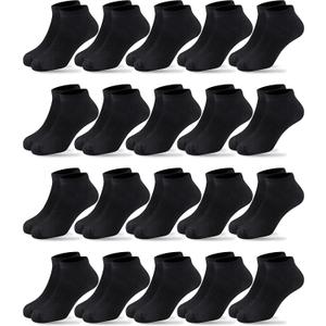Duufin 20 Pairs Toddler Kids Ankle Socks Boys Girls Low Cut Athletic Sock (6-8 Years, Black)