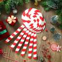 Huwena 6 Pcs 16'' Large Christmas Candy Ornaments Christmas Lollipop Ornament Double Sided Printing Peppermint Xmas Ornament Decorative Hanging Ornament Pendant for Xmas (Red, White,Wood)