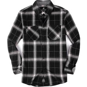 Alex Vando Mens Button Down Shirts Flannel Shirt Long Sleeve (Black, XXXL)