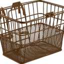 Retrospec Apollo Detachable Front Bike Basket Steel Half-Mesh with Integrated Detachable Hooks and Built-In Handle, Easy Assembly and Portability for Bicycles (Brown)