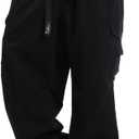 Kinghua Mens Baggy Cargo Pants Casual Loose Fit Elastic Waist Cotton Twill Cargo Pants, Black, Size 46