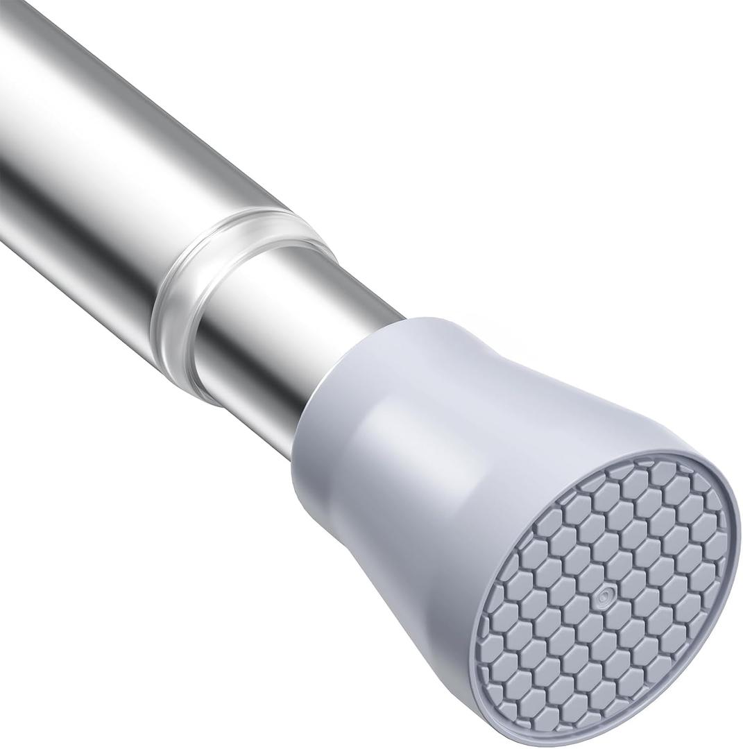 AIZESI Tension Curtain Rod Spring Tension Rods for Windows 28 to 48 Inch, 7/8 Diameter Silver, Adjustable Curtain Rods No Drilling, Shower Curtian Rod for Bathroom, Doorway, Closet