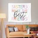 EGBTL Boho Girl Nursery Tapestry, Kids Wall Tapestry for Bedroom, Pastel Sisters Make the Best Friends Tapestries Wall Hanging Decor for Toddler Girl Nursery Room Dorm Playroom, 50x60 Inches