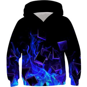 RAISEVERN Boys Girls Hoodies Kids Sweatshirts Pullover Hooded 3D Print Graphics Lightweight Hoody, 6-16T