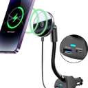 for Mag-Safe Car Mount Charger 15W iPhone Wireless Car Cigarette Lighter Phone Charger, Cigarette Lighter Phone Mount with Dual Port PD&QC3.0 Fast Charging for iPhone 17 16 15 Pro Plus Max 14 13 12