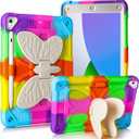 VOFUOE for iPad 9th 8th 7th Generation Case with Kickstand Butterfly Wings Pencil Holder for iPad 10.2 Case Heavy Duty Rugged Protective Cover Kids Girls for iPad 9th/8th/7th (2021/2020/2019)-Orange