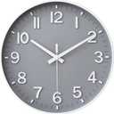 HZDHCLH Wall Clocks Battery Operated,Wall Clock Gray,8 inch Wall Clock Silent Non Ticking Modern 3D Numbers for Kitchen Bedroom Living Room Office Classroom Decor