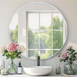 Round Bathroom Mirror, Circle Mirror, Silver, 20" L x 20" W, 1 Pack