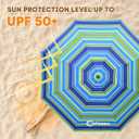 Beach Umbrella for Sand - Windproof Heavy Duty Iron Pole with Sand Anchor, UPF 50+ UV Protection & Tilt Mechanism, Portable Sun Shade Parasol, Carrying Bag for Beach Patio Garden Outdoor