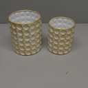 DILATATA 6 Inch+5 Inch Rustic Metal Vase Flower Pot with Dot Texture Vintage Gold and White Metal Planter Multi-Use Container for Flower Planter Succulent Plant Container-Set of 2