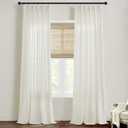 SHINELAND Single Pinch Pleated Linen Curtains, Cotton Blend Natural Fabric, Light Filtering Semi Sheer Pnale for Cozy Farmhouse Living Room Bedroom, 84 Inch Long, Cream