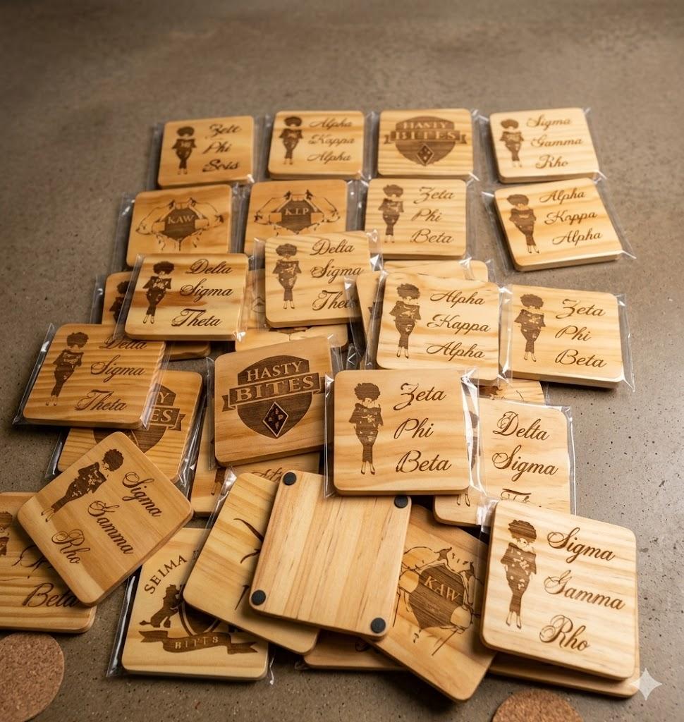 33 Custom Wooden Coasters, Personalized Wooden Coaster Laser Engraved with Own Design Logo Text, Non-Slip Heat-Resistant Custom Wood Coaster