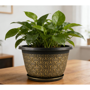 Plant Pots, Flower Pot Outdoor with Drainage Holes & Trays, Retro Antique Imitation Decorative Garden Plastic Planters Pots for Plants Indoor Sets for Houseplants