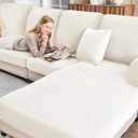 Sectional Couch Covers for Sofa Cushion L Shaped Couch Cover Washable Soft Couch Cushion Covers Stretch Sofa Slipcovers with 2 Pcs Pillowcases(4-Piece 3 Seater + 1 Chaise, White)