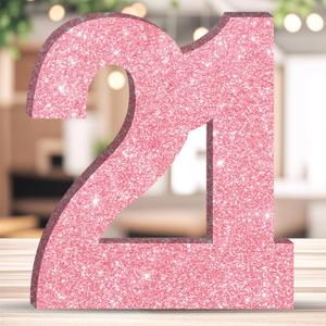 7.8 IN Glitter Birthday Number Table Decoration Freestanding Party Centrepiece Sparkly Pink Number Ornament for Celebrations Reusable - 21
