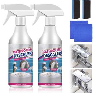 Bathroom Descaler Foam Cleaner,Bubble Cleaner Foam,Bathroom Glass Descaler,All Purpose Rinse Cleaning Foams Spray For Bathtub,Toilet,Glass,Faucet (2PCS)