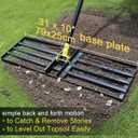 Colwelt Lawn Leveling Rake 31'', Hefty Lawn Leveler Rake for Grass Soil, Leveling Rake for Lawn with 72'' Ergonomic Curved End Grip Long Handle, Levelawn Tool Leveling Soil, Yard Lawn Leveling Tool
