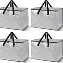 Rolett 4 Pack Extra Large Moving Bags, Heavy Duty Storage Bags with Strong Zippers & Carrying Handles, Storage Totes for Space Saving, Fold Flat, Alternative to Moving Box and bins