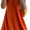 MakeMeChic Women's Halter Dress Tie Open Back Twist Sleeveless Flowy A Line Mini Dresses (Orange, L)