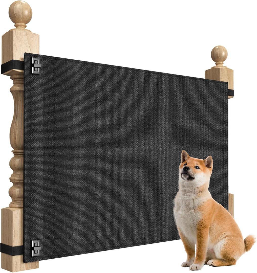Baby Fabric Gate for Stairs Banisters - Dog and Pet Safety Barrier Gates for Stairway - No Drill Banister to Banister Baby Kids Gates for Stairs (Dark Gray, Wide 40" to 48" Height 34")