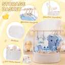 Large Baby Shower Basket, Baby Crate Closet 17.7" x 11" x 6.3" Woven Baskets with Clothes Hangers and Gift Bag New Born Empty Storage for Welcome Gift Pregnancy New Parent(White)