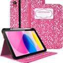 Case for iPad 11th Generation (A16) 11-inch 2025, for 10th Generation 10.9'' 2022, PU Leather iPad 11/10 th Gen Cover with Multi-Angle Viewing, Pencil Holder, Pocket, Composition Book-Pink