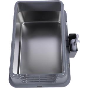 Stainless Steel Cat Litter Box Top Entry Anti Splashing Large Metal Kitty Toilet for Big Cats (Gray)