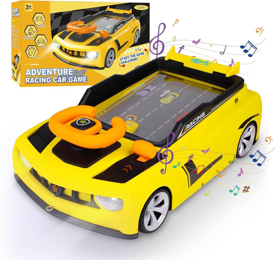 Gifts2U Musical Steering Wheel Racing Car Toy for Kids, with Music and Light Simulated Learning Driving Cars Adventure Toys Competition Game Birthday Gift for Boy Girl Toddler (Yellow)