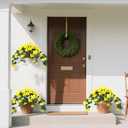 BSMYBO 2Pcs Artificial Hanging Flowers for Outdoors, Fake Outdoor Flowers Faux Petunias Silk Flowers for Outdoor planters UV Resistant for Home Garden Balcony Yard Porch Patio Decor (Yellow)