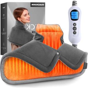 VAAGHANM Heating Pad: Electric Heat Pad for Neck & Shoulders & Back - Weighted Instant Heating Pads-6 Heat Options & 6 Auto Timer Mode- Gifts for Mom Women-Grey
