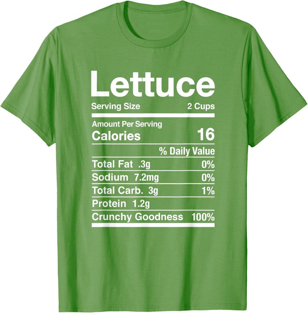 Lettuce Costume Shirt Gift Nutrition Facts Lettuce T-Shirt 3XL