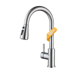 Kitchen Faucet with Pull Down Sprayer, Single Handle High Arc Kitchen Sink Faucet, Lead-Free Stainless Steel Modern Rv Bar Sink Faucets (Brushed Nickel)